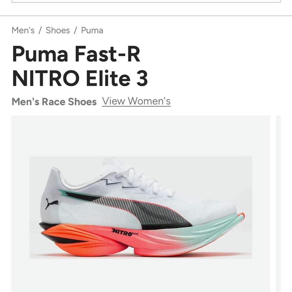 Puma Fast-R NITRO Elite 3 White Black Orange. Size 13